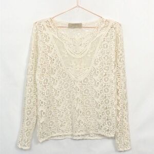 Zara Lace&Doily Sheer White Long Sleeve Top New Condition Medium (T253)